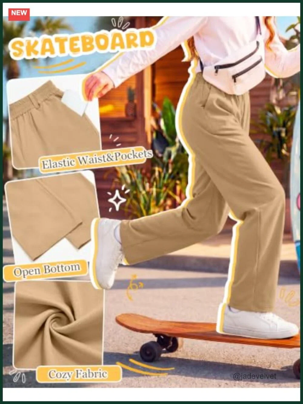 3 Pack Girls School Uniform Pants Straight Fit Twill Elastic Waist with Pockets